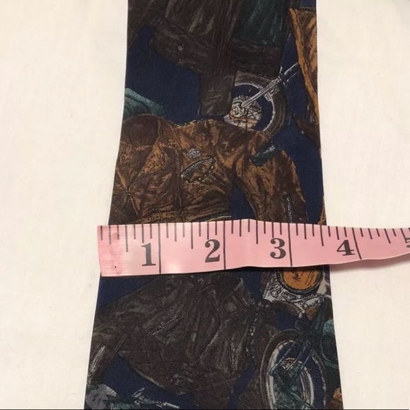 VTG Rare 80’s/90’s Polo Motorcycle Print Necktie - Picture 8 of 8